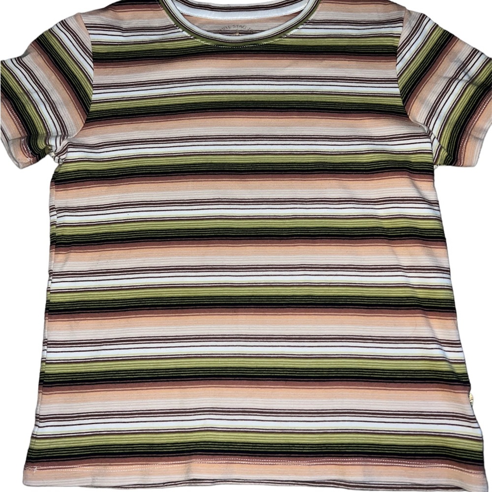 y2k white stag earth tones baby tee